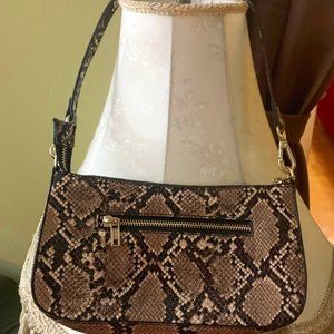 Faux Snake Skin design Underarm Bag, Brown